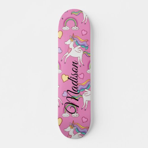 Rainbow unicorn skateboard