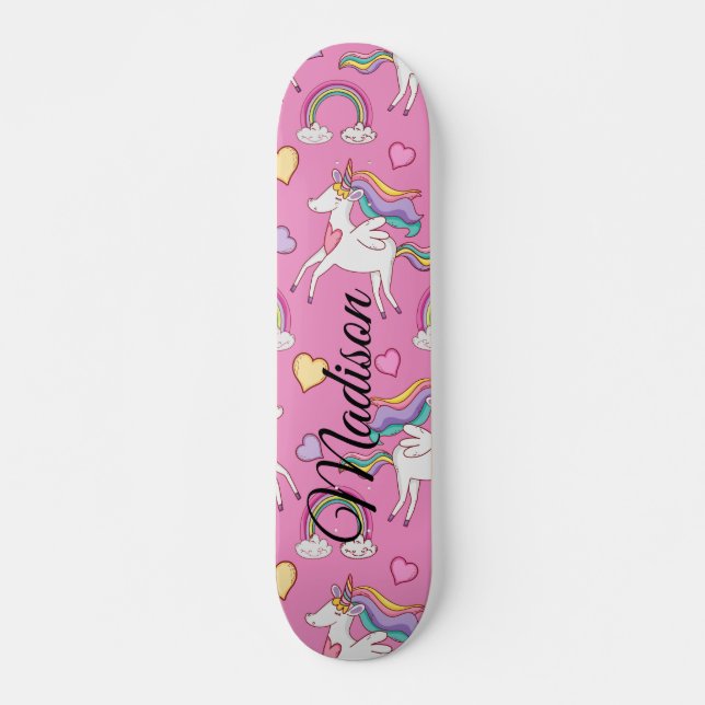 Rainbow unicorn skateboard (Front)