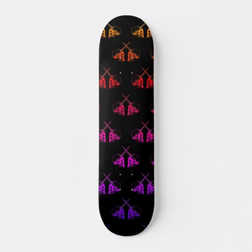 Rainbow Unicorn Skulls Skateboard