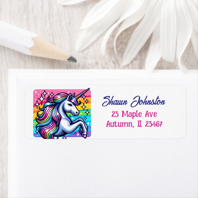 Rainbow Unicorn Sparkles Fairytale Personalized Label (Insitu)
