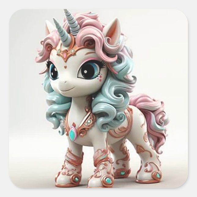 Rainbow unicorn square sticker (Front)