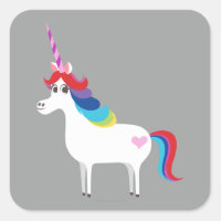 Rainbow Unicorn Square Sticker