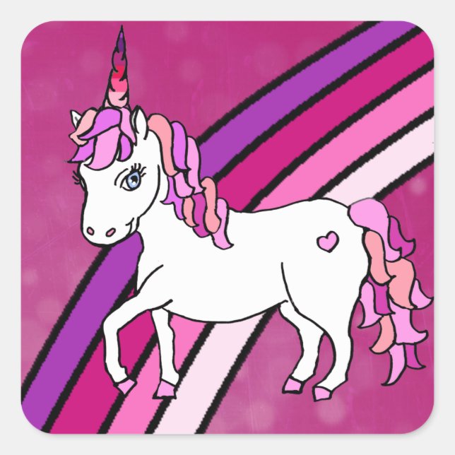 Rainbow Unicorn Square Sticker (Front)