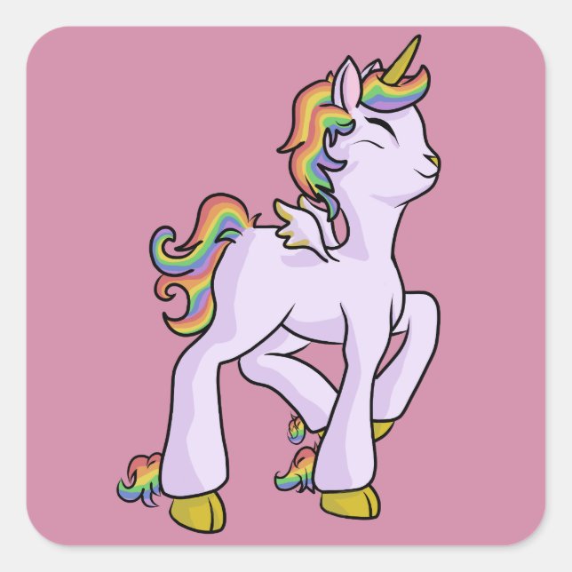 Rainbow Unicorn! Square Sticker (Front)