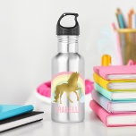 Rainbow Unicorn Stainless Steel Water Bottle<br><div class="desc">Gold Rainbow Unicorn personalized design.</div>