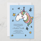 Rainbow Unicorn Stars Birthday Invitation (Front)