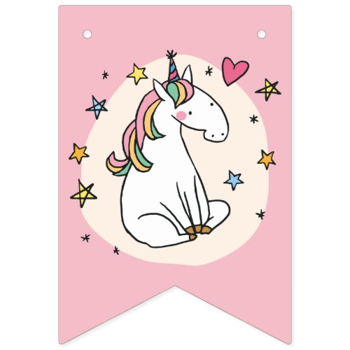 Rainbow Unicorn Stars Hearts Birthday Bunting Flags