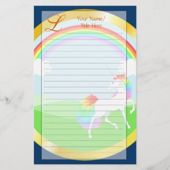 Rainbow Unicorn Stationery by Customizables at Zazzle