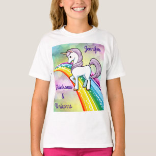 Rainbow & Unicorn T-Shirt Girls Shirt Personalize
