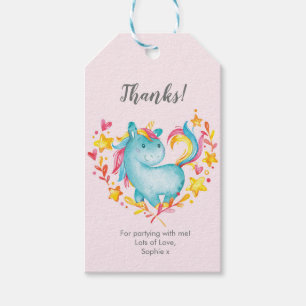 Rainbow Unicorn Thank you tags   Favor tags