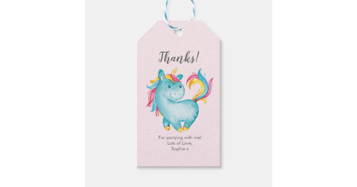 rainbow unicorn thank you tags favour tags zazzlecom