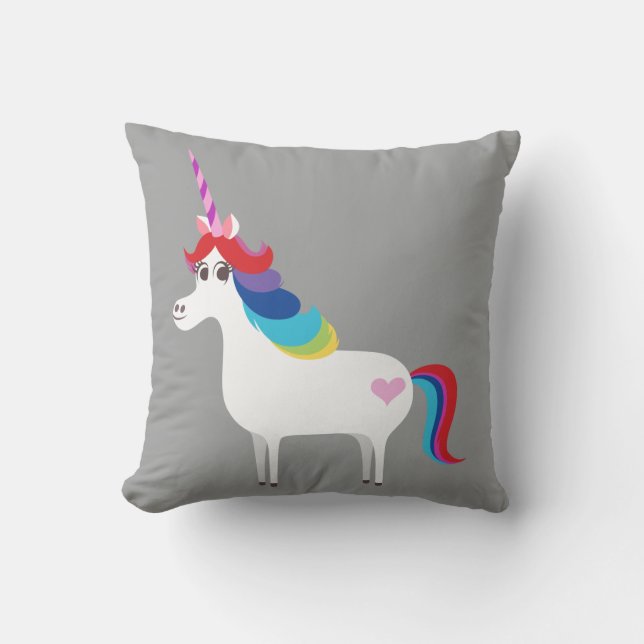 Rainbow Unicorn Throw Pillow (Front)
