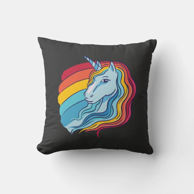 Rainbow Unicorn Throw Pillow (Front)