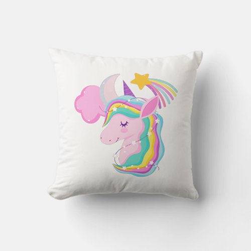 Rainbow Unicorn Throw Pillow