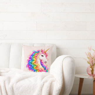 Rainbow Unicorn Throw Pillow
