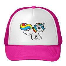 Rainbow unicorn toon trucker hat