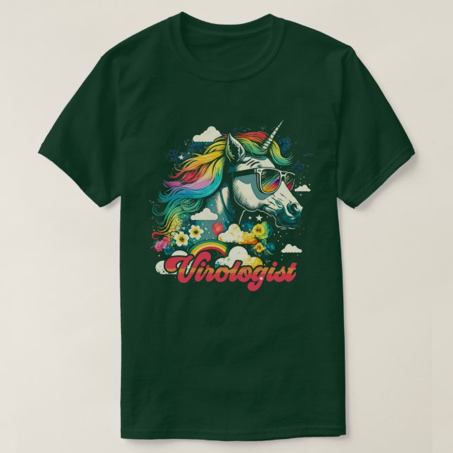 Rainbow Unicorn Virologist T-Shirt (Design Front)