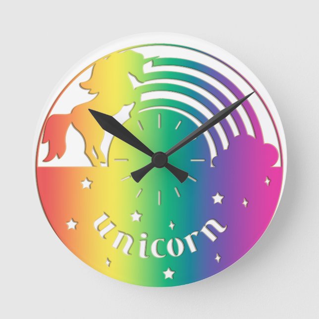 Rainbow Unicorn Wall Clock (Front)
