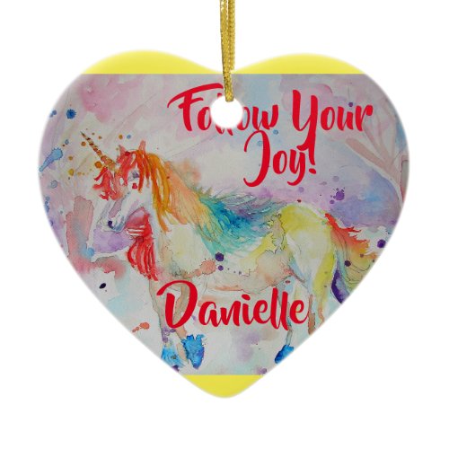 Rainbow Unicorn Watercolor Childs Name Decoration