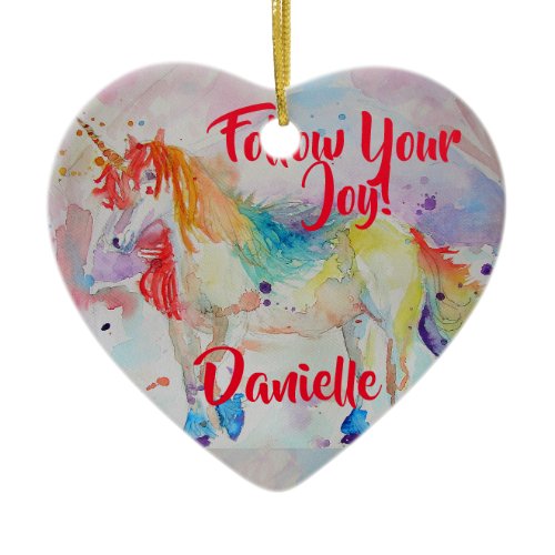 Rainbow Unicorn Watercolor Childs Name Decoration
