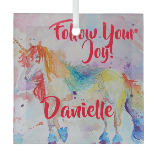Rainbow Unicorn Watercolor Childs Name Decoration