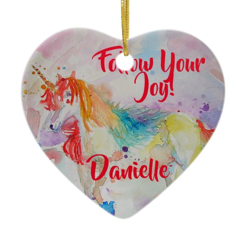 Rainbow Unicorn Watercolor Childs Name Decoration