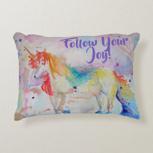 Rainbow Unicorn Watercolor Cushion