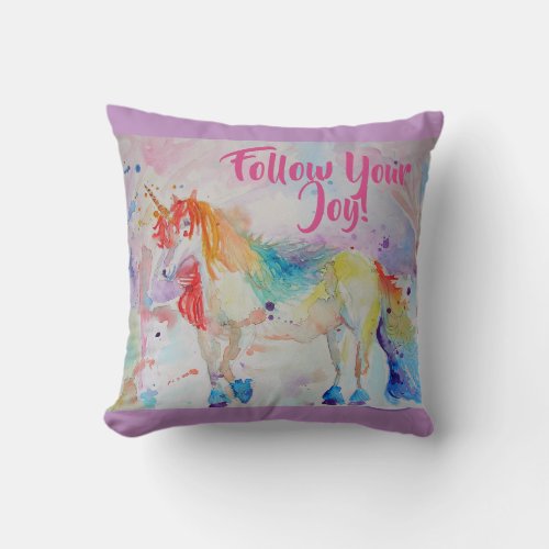 Rainbow Unicorn Watercolor Cushion