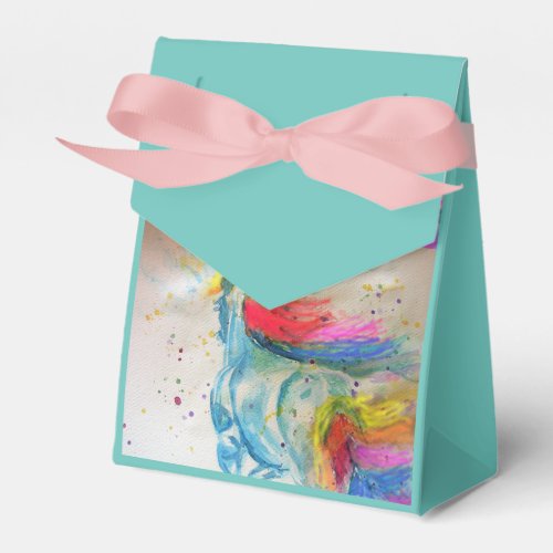 Rainbow Unicorn Watercolour Party Cake Favor Box