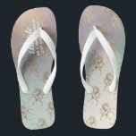 Rainbow Unicorn Wedding Flipflops BRIDE Gold<br><div class="desc">Add the Bridal Party members role,  couples married name and wedding date to these elegant summer beach wedding flipflops.</div>