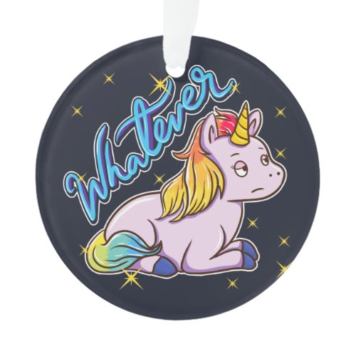 Rainbow Unicorn Whatever Holiday Ornament