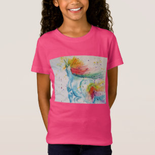 Rainbow Unicorn Whimsical Watercolor Girls T Shirt