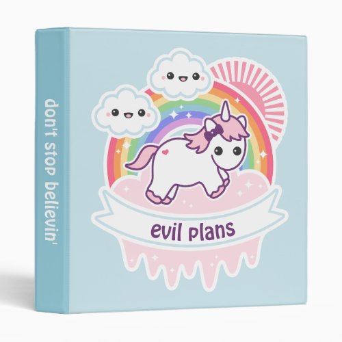 Rainbow Unicorn with Clouds Binder