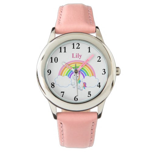 Rainbow Unicorn with Name Girls Watch