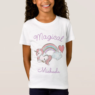 Rainbow & Unicorn with Pink Hair T-Shirt