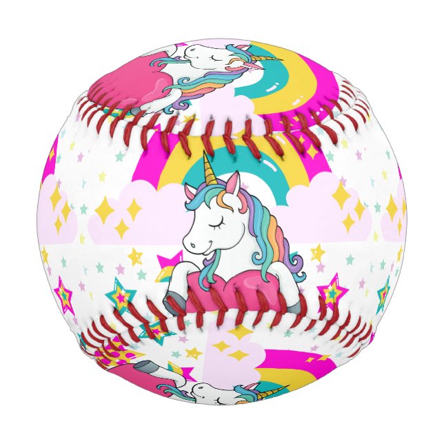 Rainbow Unicorn with Stars   Baseball (Front)