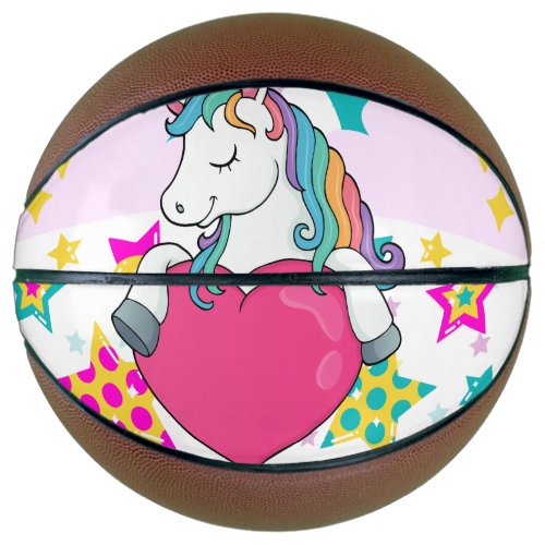 Rainbow Unicorn with Stars     Basketball