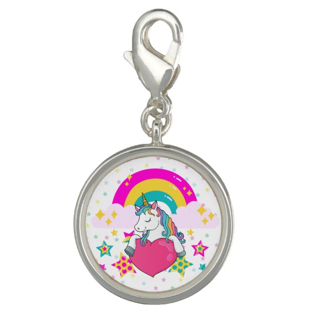 Rainbow Unicorn with Stars   Charm (Front)