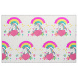 Rainbow Unicorn with Stars Fabric