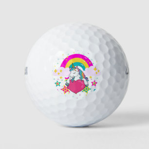 Rainbow Unicorn with Stars Golf Balls