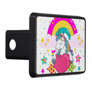 Rainbow Unicorn with Stars Hitch Cover