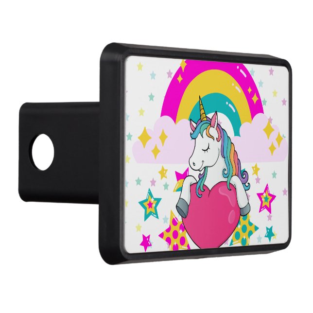 Rainbow Unicorn with Stars   Hitch Cover (Right)