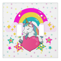 Rainbow Unicorn with Stars  Light Switch Cover