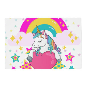 Rainbow Unicorn with Stars  Placemat