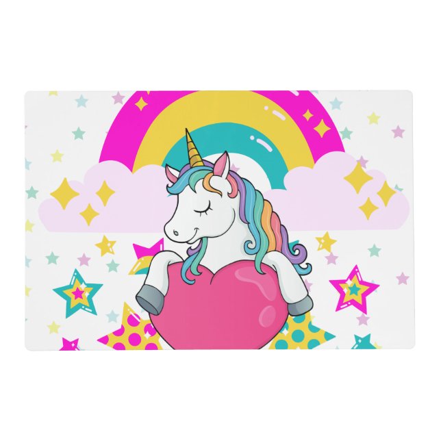 Rainbow Unicorn with Stars  Placemat (Front)