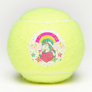 Rainbow Unicorn with Stars Tennis Balls
