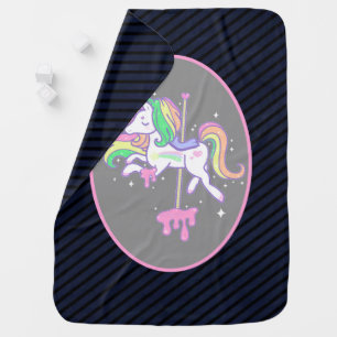 Rainbow Unicorn with striped back Baby Blanket