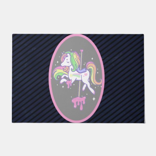 Rainbow Unicorn with striped back Doormat