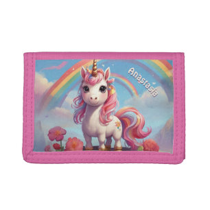 Rainbow Unicorn Wonders Personalized Trifold Wallet