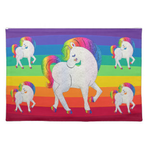 Rainbow Unicorns Cloth Place Mats Placemats